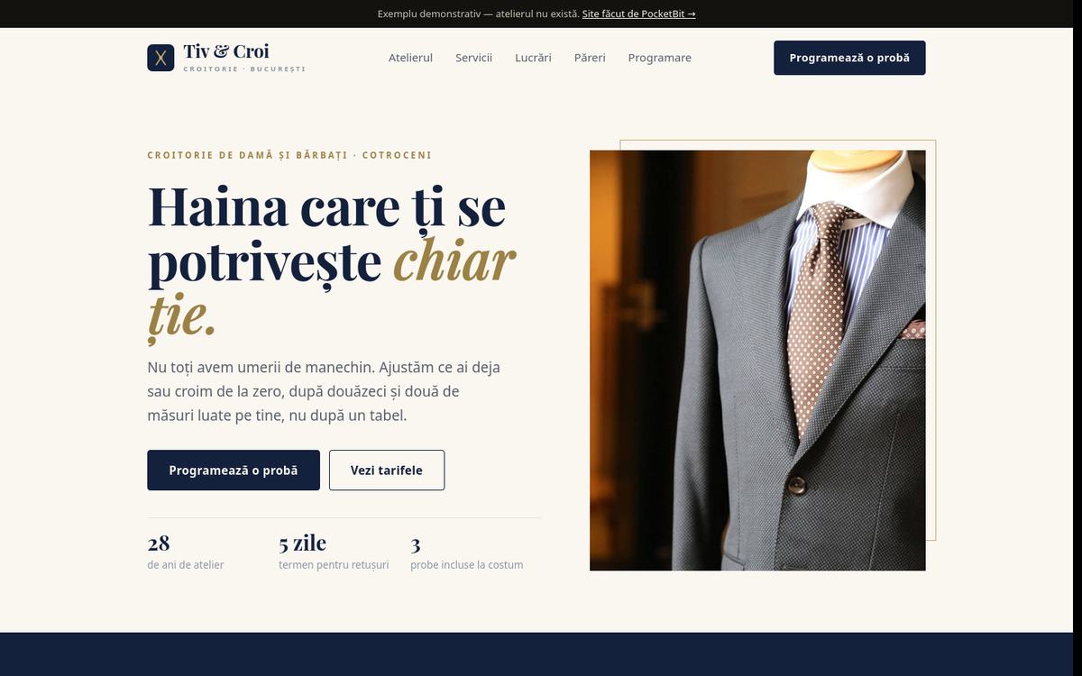 Site demonstrativ pentru un atelier de croitorie
