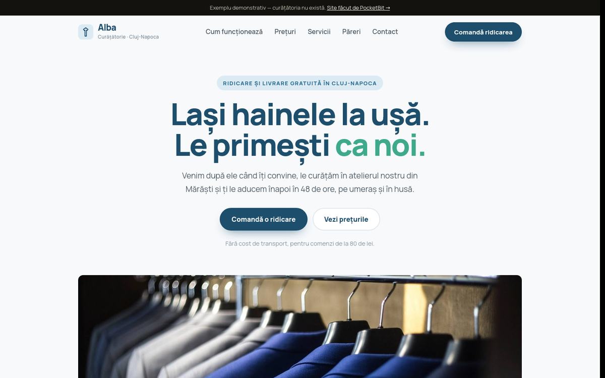 Site demonstrativ pentru o curățătorie de haine