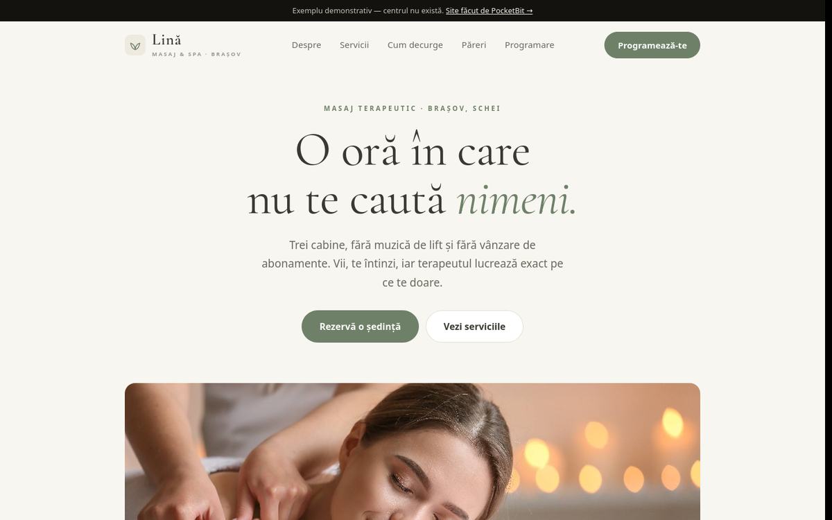 Site demonstrativ pentru un centru de masaj și spa