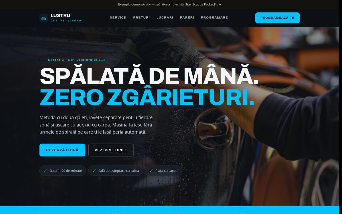 Site demonstrativ pentru o spălătorie auto